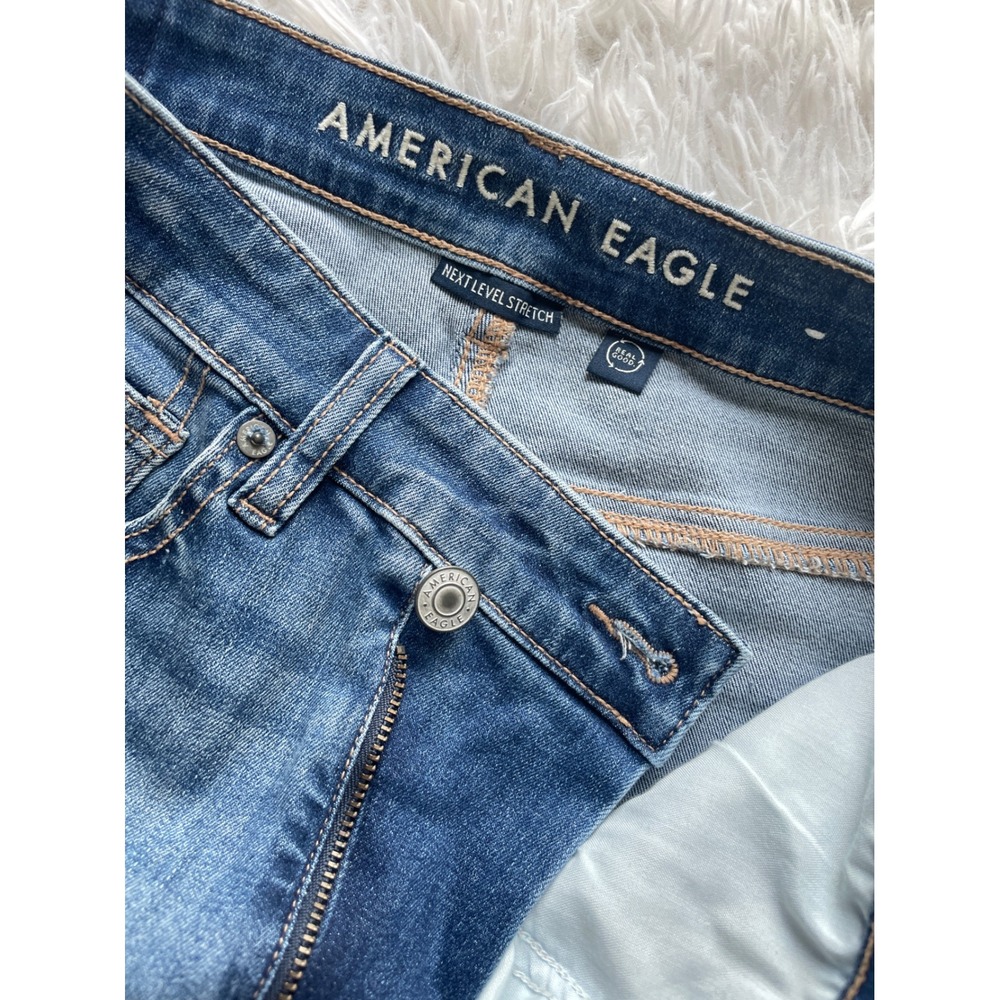 American Eagle High Rise Shortie Crossover Denim Shorts - Picture 3 of 8